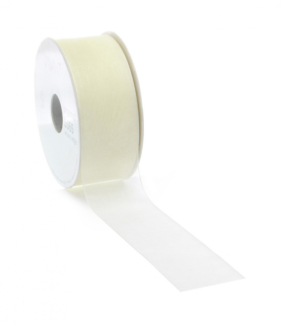 Rotolo nastro organza avorio, lunghezza 50 metri