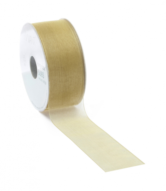 Rotolo nastro organza giallo ocra, lunghezza 50 metri