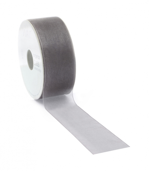 Rotolo nastro organza grigio antracite, lunghezza 50 metri