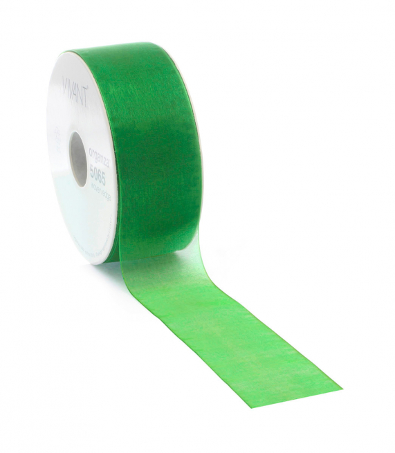 Rotolo nastro organza verde smeraldo, lunghezza 50 metri