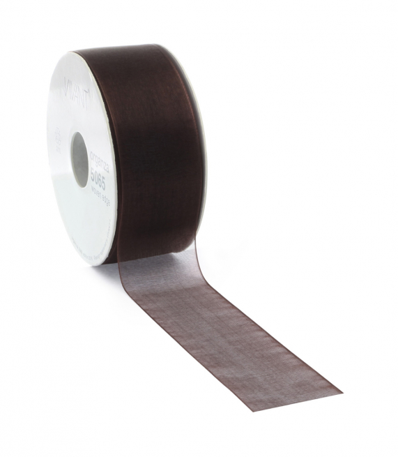 Rotolo nastro organza marrone cacao, lunghezza 50 metri