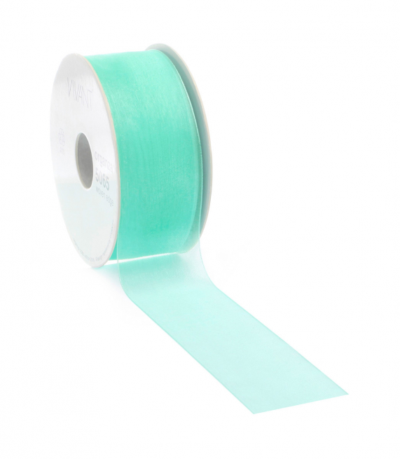 Rotolo nastro organza verde acqua tiffany, lunghezza 50 metri