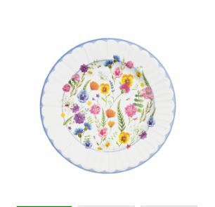Piatto in cartoncino fantasia "Botanic Flowers", confezione da 8 pezzi
