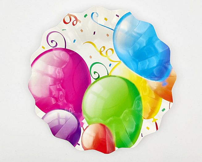 Piatto in cartoncino fantasia "Baloons", confezione da 10 pezzi