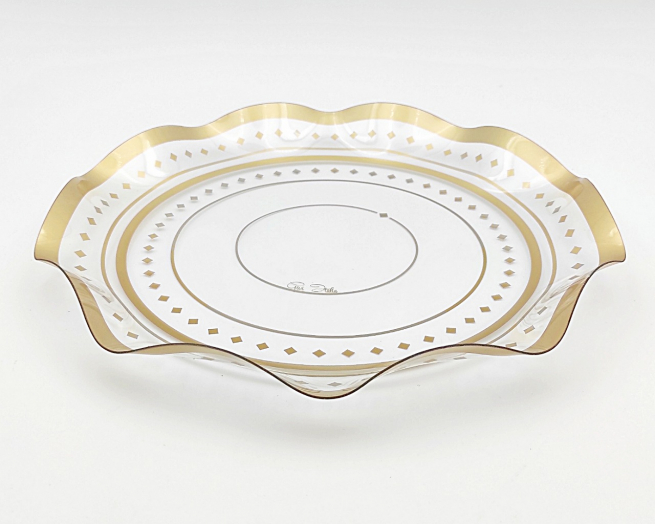 Insalatiera in plastica decoro oro con bordo smerlato