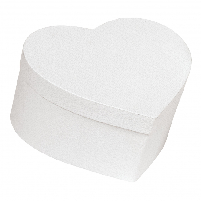 Scatola in cartoncino rigido bianco sagomata "Cuore" con coperchio