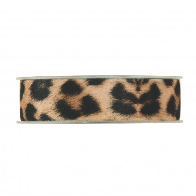 Rotolo nastro velluto fantasia "Leopardato", altezza 25mm, lunghezza 8 metri