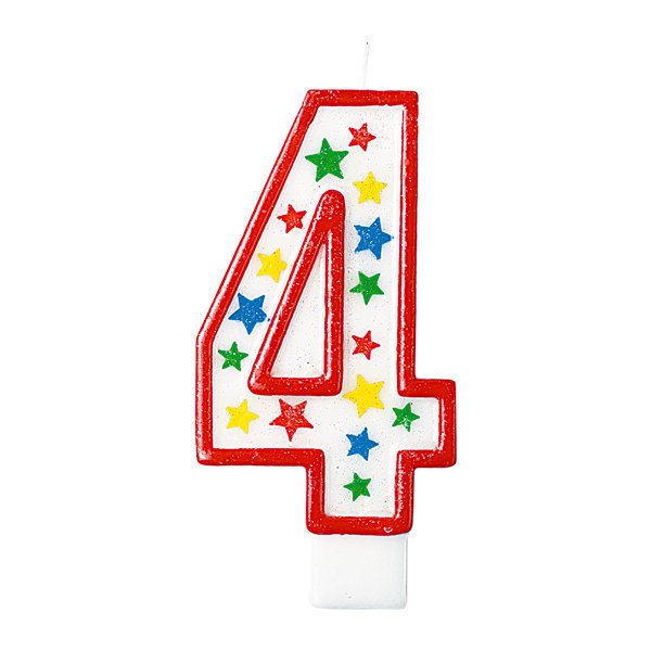 Candela numero glitter con supporto, altezza 13.5cm