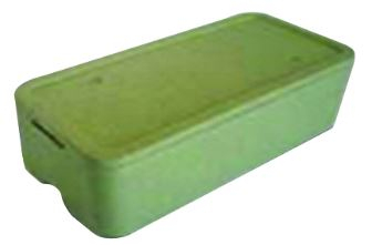 Scatola termica in polistirolo verde con coperchio, base rettangolare
