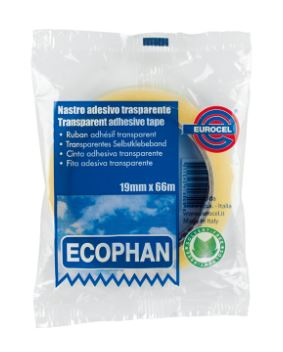 Rotolo nastro adesivo "Ecophan" trasparente, 19mm x 66 metri