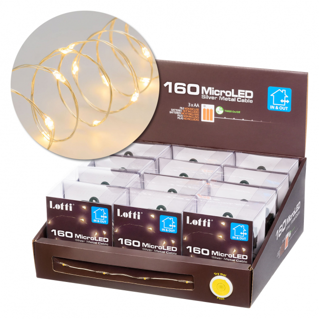 Filo lineare 80 microled a batteria, luce fredda, filo in metallo, uso interno ed esterno lunghezza 8 metri