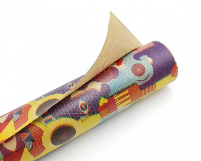 Rotolo carta da regalo millerighe avana, fantasia figure geometriche, h 1 x 10 mt