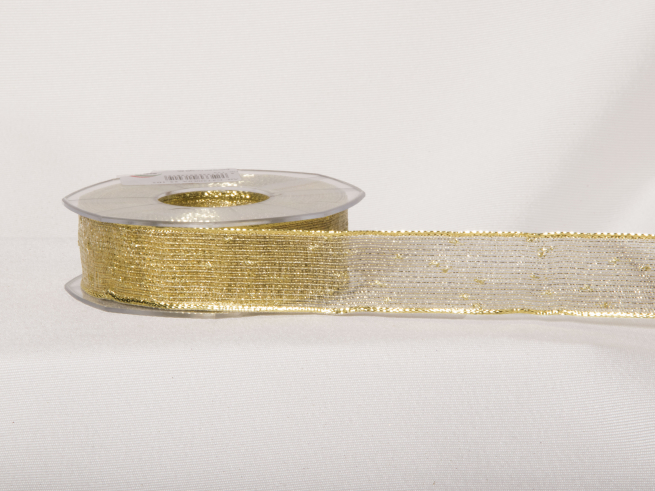 Rotolo nastro retina "Veletta" oro lurex, lunghezza 25 metri