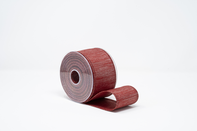 Rotolo nastro canvas lamè rosso, altezza 40 mm, lunghezza 10 mt