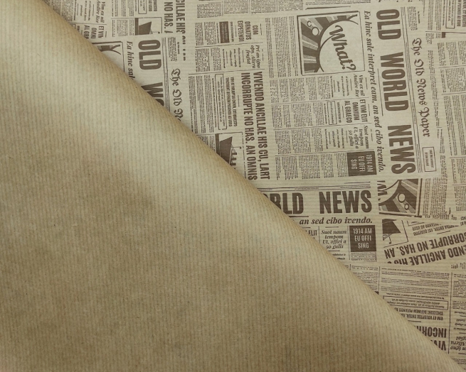Carta da regalo millerighe avana, fantasia fogli di giornale, formato 70x100 cm, confezione da 25 fogli