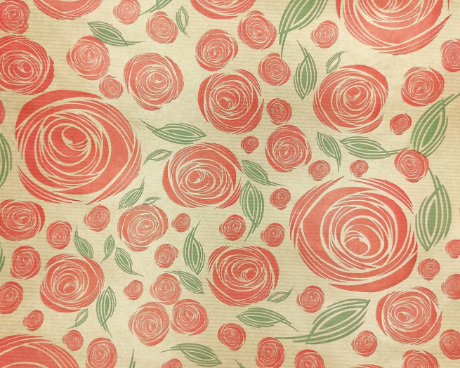 Carta da regalo millerighe avana, fantasia rose rosse a spirale, formato 70x100 cm, confezione da 25 fogli