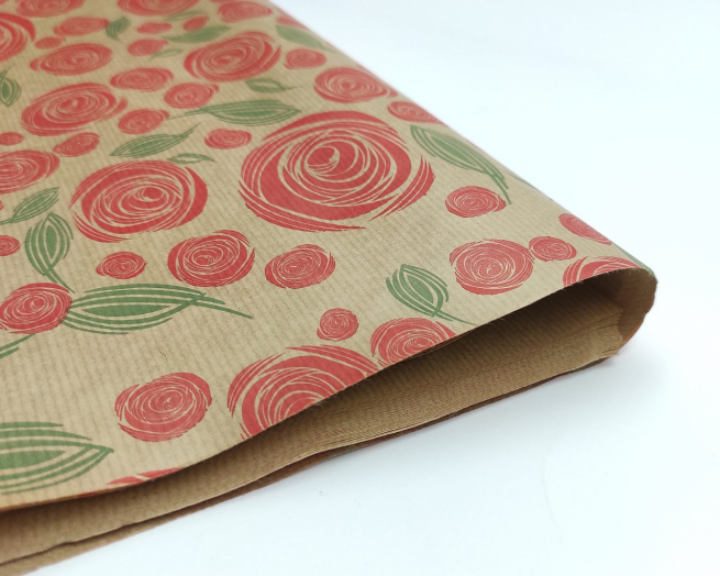 Carta da regalo millerighe avana, fantasia rose rosse a spirale, formato 70x100 cm, confezione da 25 fogli