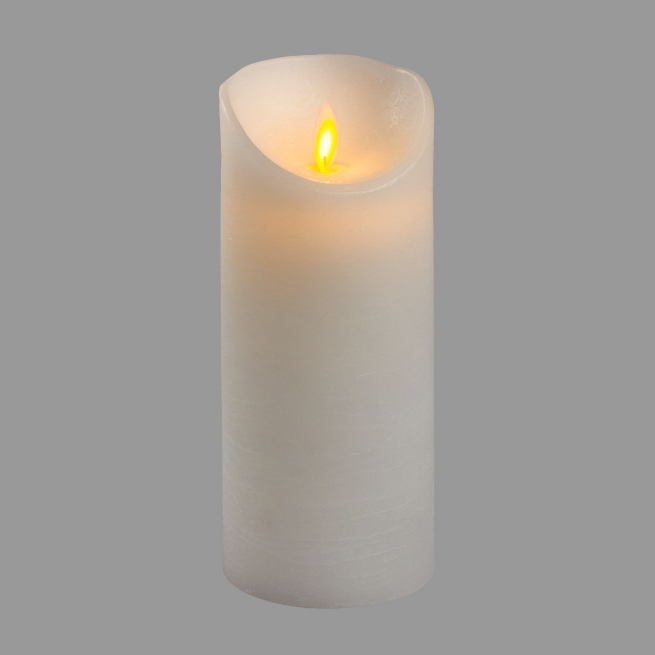 Candela "Rustic" in cera Bianca con led, a batteria, diametro 7.5 cm, uso interno