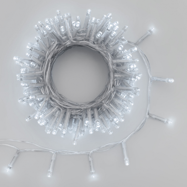 Filo luci led a batteria, luce fredda, con giochi di luce, filo trasparente, uso interno ed esterno