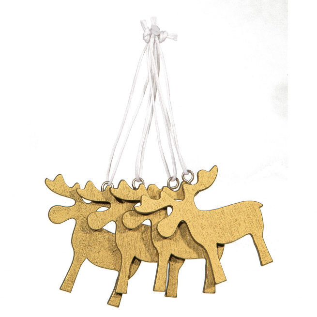 Pick a forma di renna oro, 4.5x5 cm, confezione da 4 pezzi