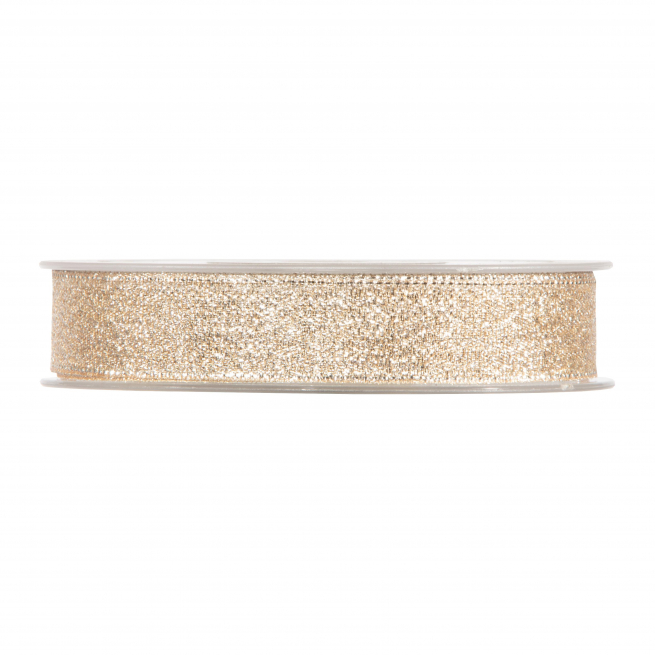 Rotolo nastro "Shine" champagne, altezza 15 mm, lunghezza 30 mt