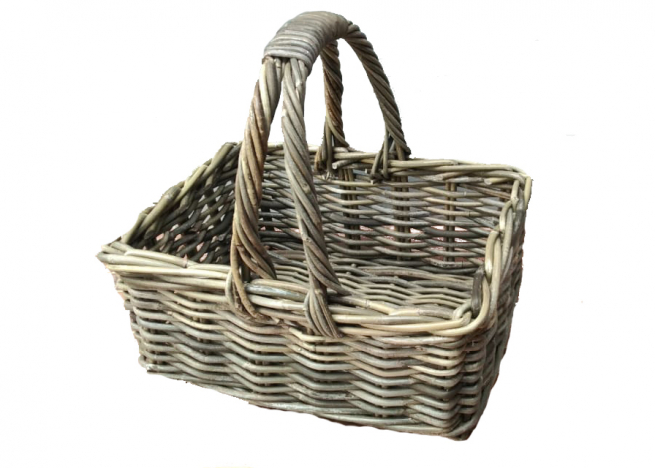 Cesto rettangolare in vimini con manico, 30x40 cm, altezza 18 cm