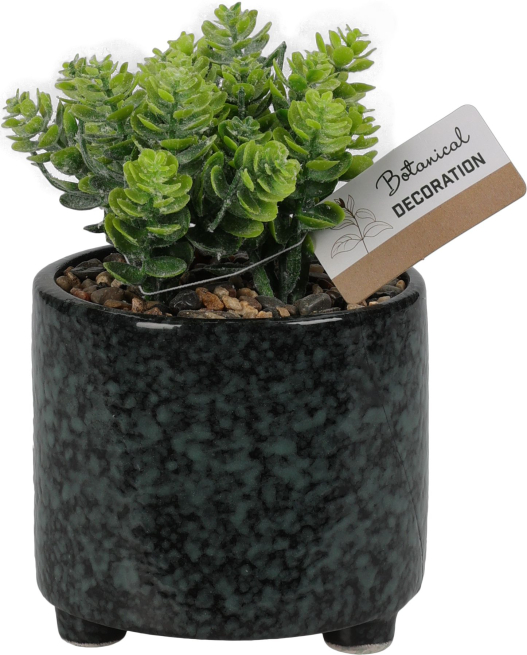 Vaso in ceramica con pianta artificiale, altezza 20 cm, modelli assortiti