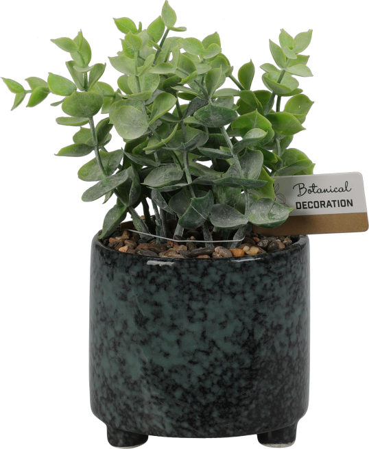 Vaso in ceramica con pianta artificiale, altezza 20 cm, modelli assortiti