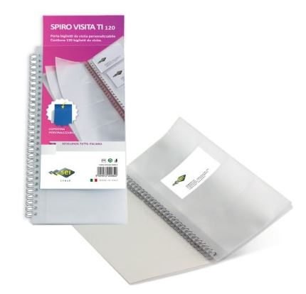 Porta biglietti da visita personalizzabile con spirale, formato 13x27 cm