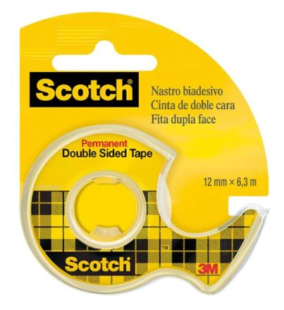 Nastro biadesivo Scotch 136/D con chiocciola, 12mm x 6.3 metri