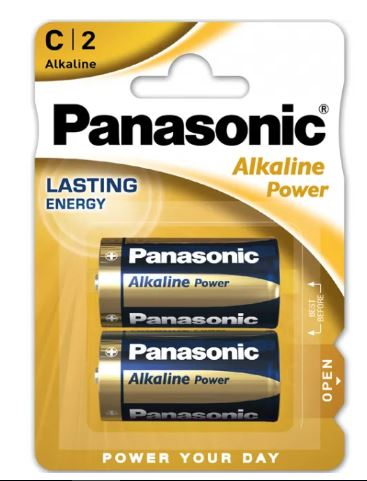 Pila Panasonic mezza torcia C, confezione da 2 pezzi