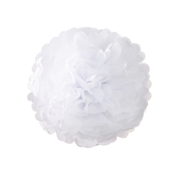 Decorazione pon pon "Fluffy" in carta bianca, diametro 25cm