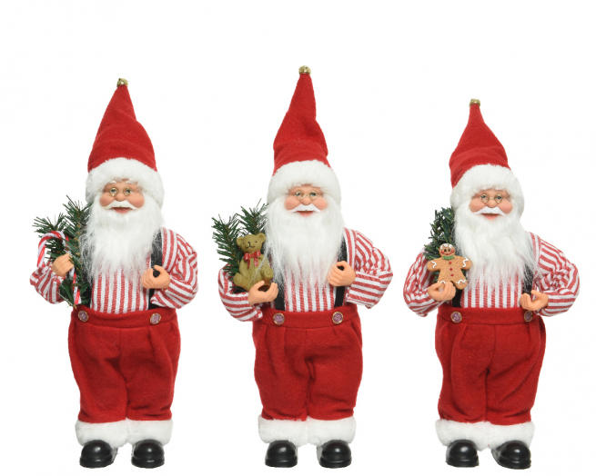 Babbo Natale con dono, altezza 30 cm, modelli assortiti
