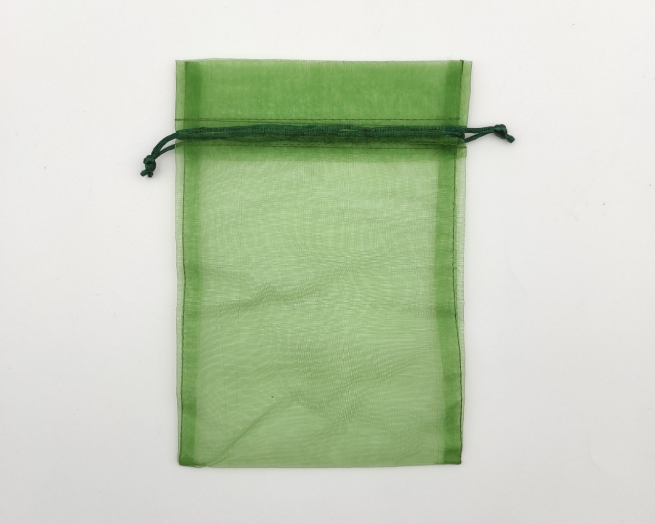 Sacchetto in organza verde scuro con tirante, confezione da 10 pezzi