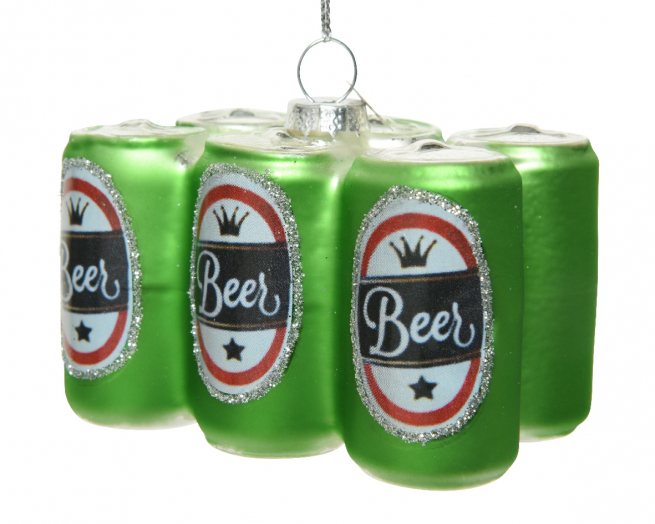 Addobbo in vetro "Lattine di birra", 6x9 cm, altezza 8 cm