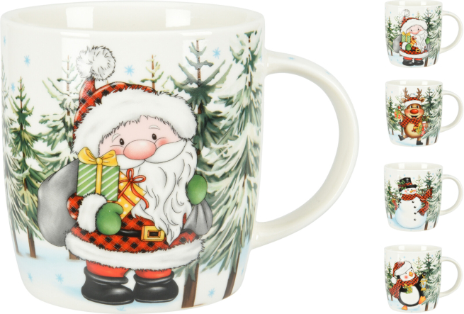 Mug natalizia in porcellana da 370 ml, soggetti assortiti
