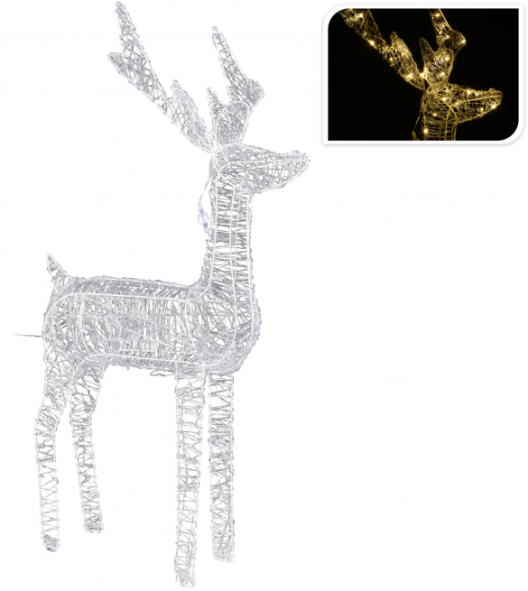 Renna in acrilico con luci led, altezza 100 cm
