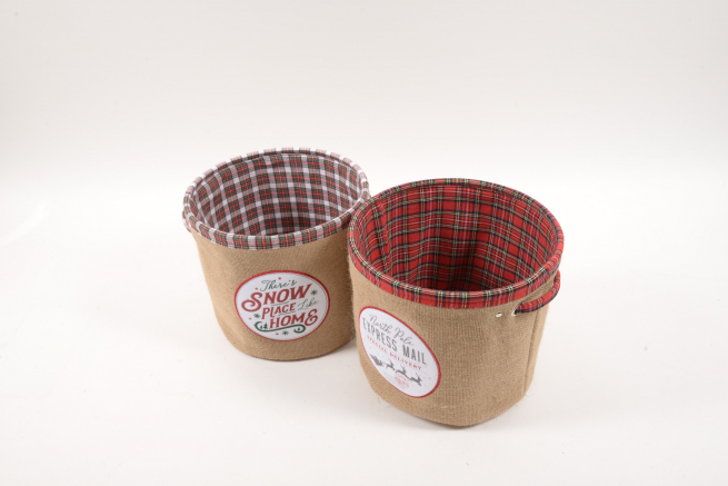 Cesta tonda in juta "Christmas", diametro 29 cm, modelli assortiti
