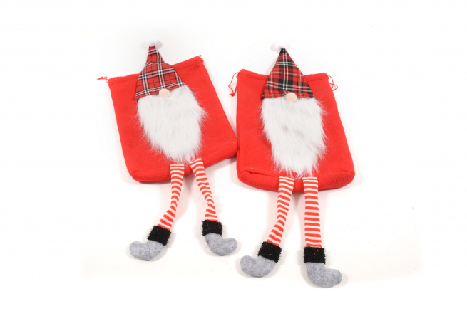 Sacco Babbo Natale "Gambelunghe" in tessuto, 28x78 cm, soggetti assortiti
