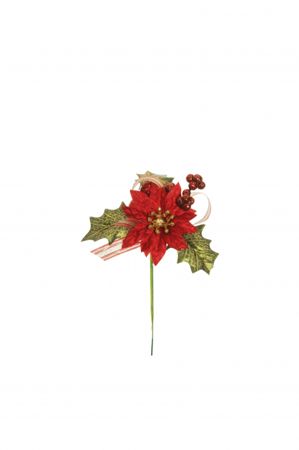 Pick stella di Natale rossa, altezza 14 cm, confezione da 12 pezzi