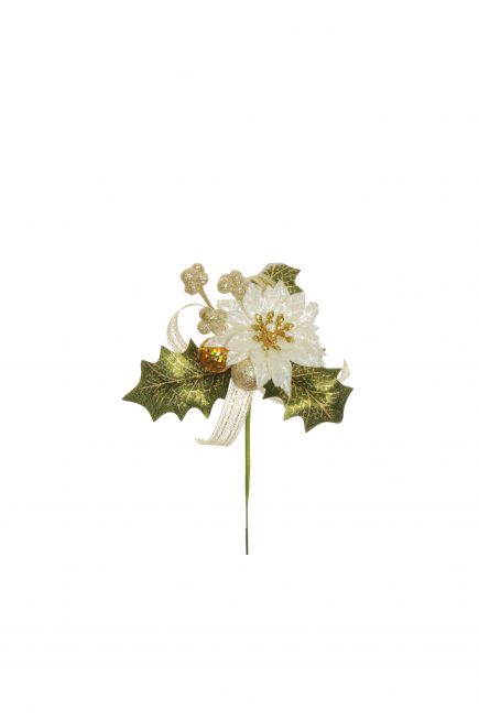 Pick stella di Natale bianco, altezza 14 cm, confezione da 12 pezzi