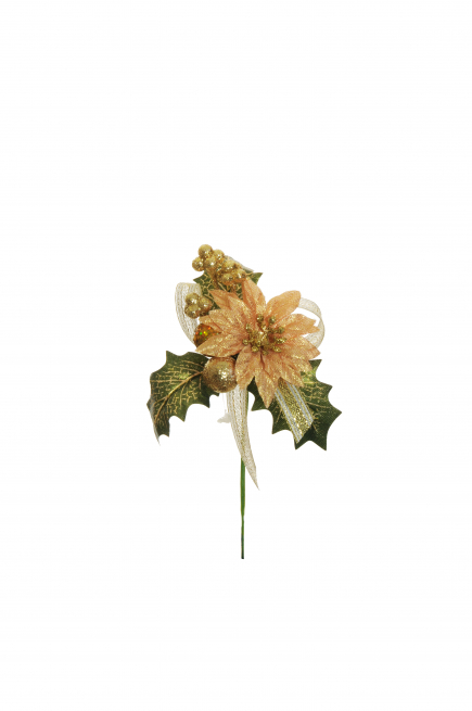 Pick stella di Natale oro, altezza 14 cm, confezione da 12 pezzi