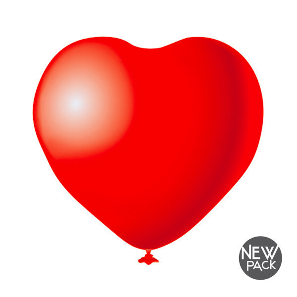 Palloncino cuore rosso diametro 25cm, confezione da 12 pezzi