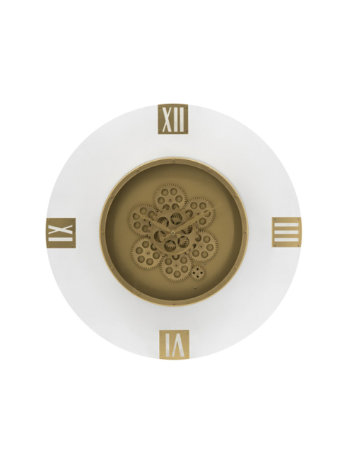 Orologio in acrilico bianco e oro, diametro 60 cm