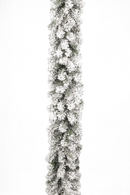 Festone di pino verde innevato, lunghezza 270 cm, diametro 25 cm