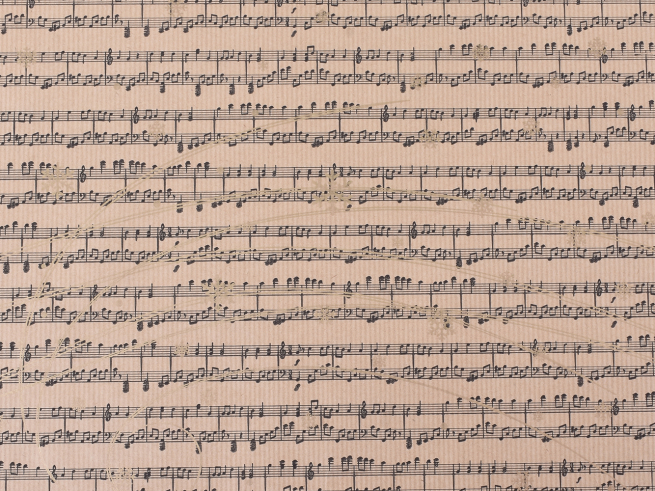 Carta regalo avana con con spartito canzone di Natale, 70x100 cm, confezione da 25 fogli