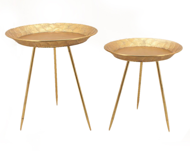 Tavolino in metallo oro con 3 piedi, varie misure