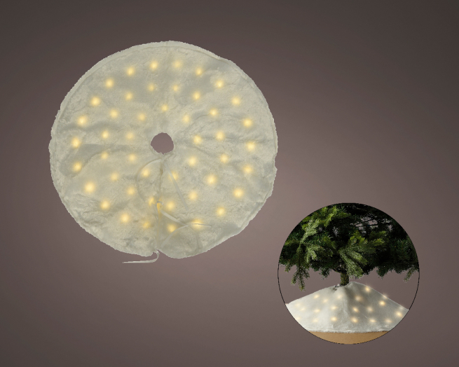 Copribase bianca per albero, con luci led, diametro 90 cm