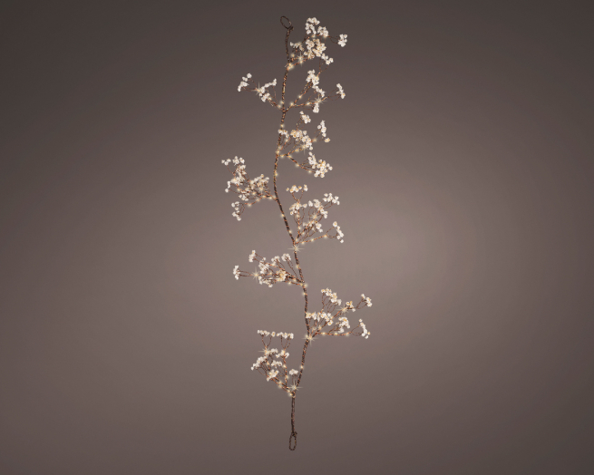 Festone in PVC con fiori e led a batteria, lunghezza 120 cm