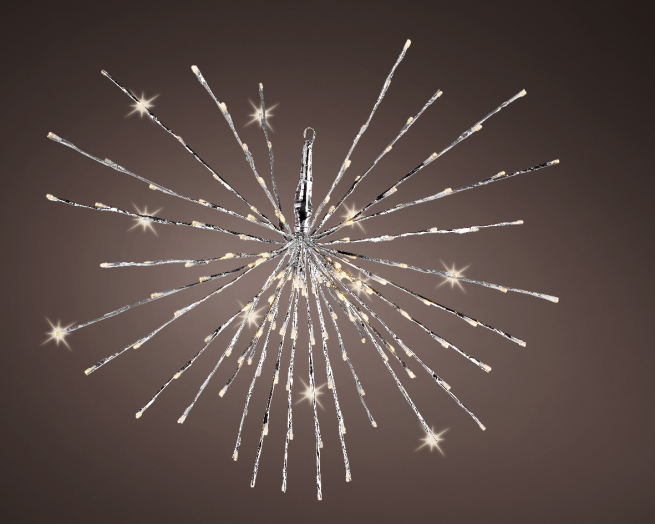 Stella argento con led, diametro 70 cm